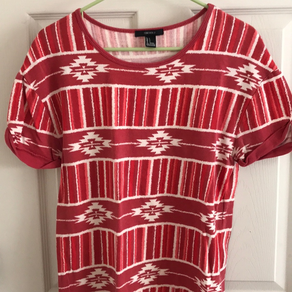Orange and white Tribal print tee